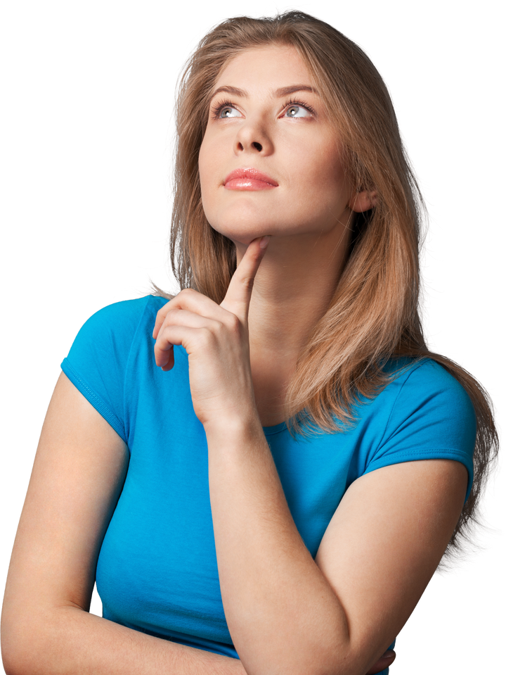 young adult woman thinking